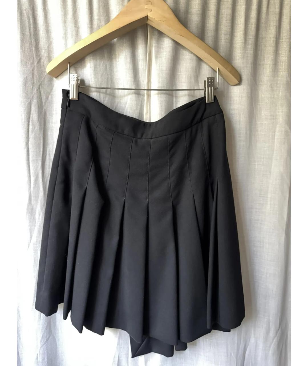 MCQ ALEXANDER MCQUEEN Черная шерстяная юбка мини, фото 2