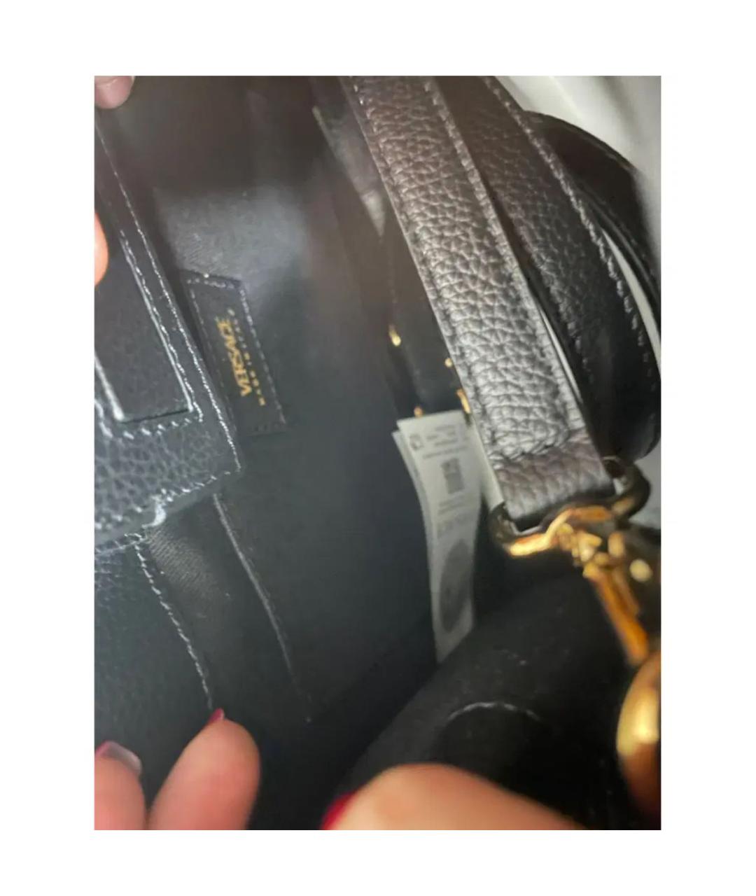 VERSACE Черная кожаная сумка тоут, фото 4