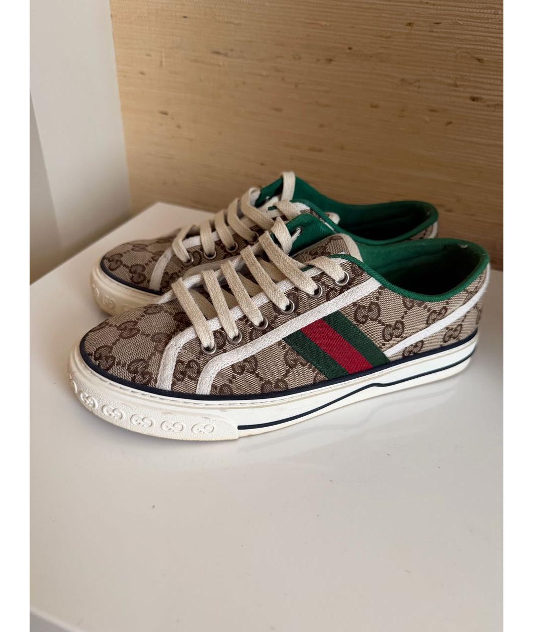 GUCCI Бежевые текстильные кеды, фото 2