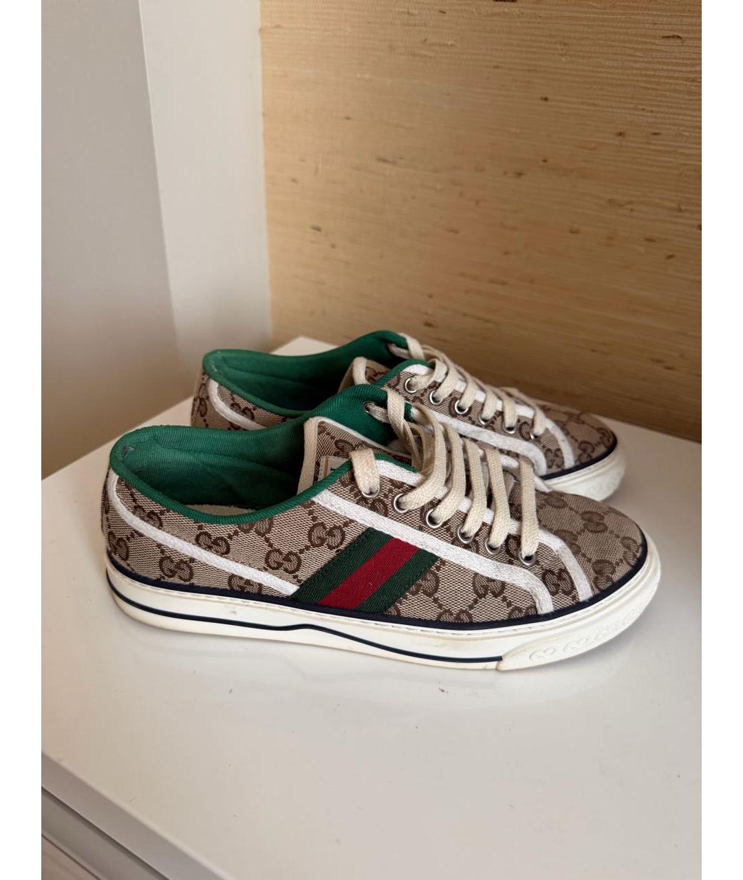 GUCCI Бежевые текстильные кеды, фото 5