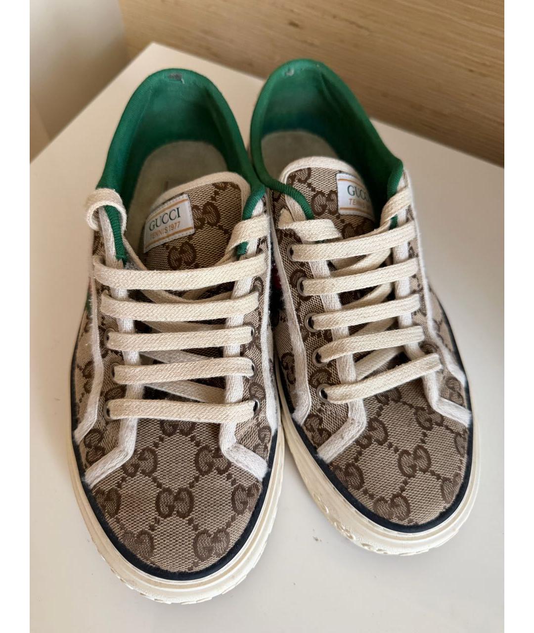 GUCCI Бежевые текстильные кеды, фото 4