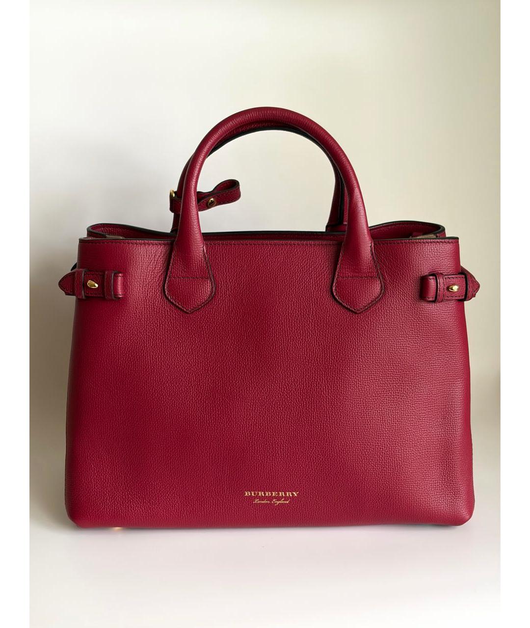 BURBERRY Бордовая кожаная сумка с короткими ручками, фото 9