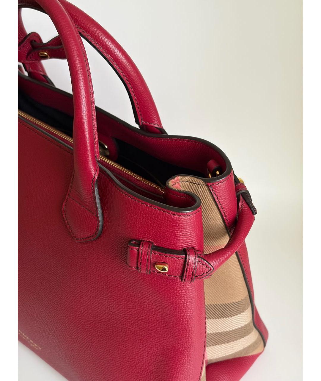 BURBERRY Бордовая кожаная сумка с короткими ручками, фото 5