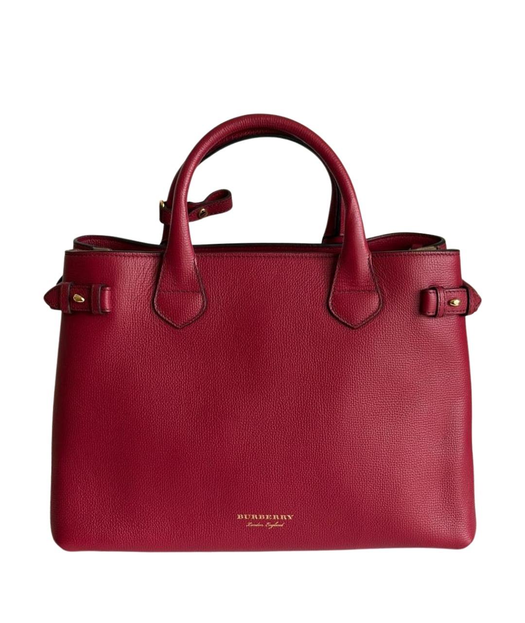 BURBERRY Бордовая кожаная сумка с короткими ручками, фото 1
