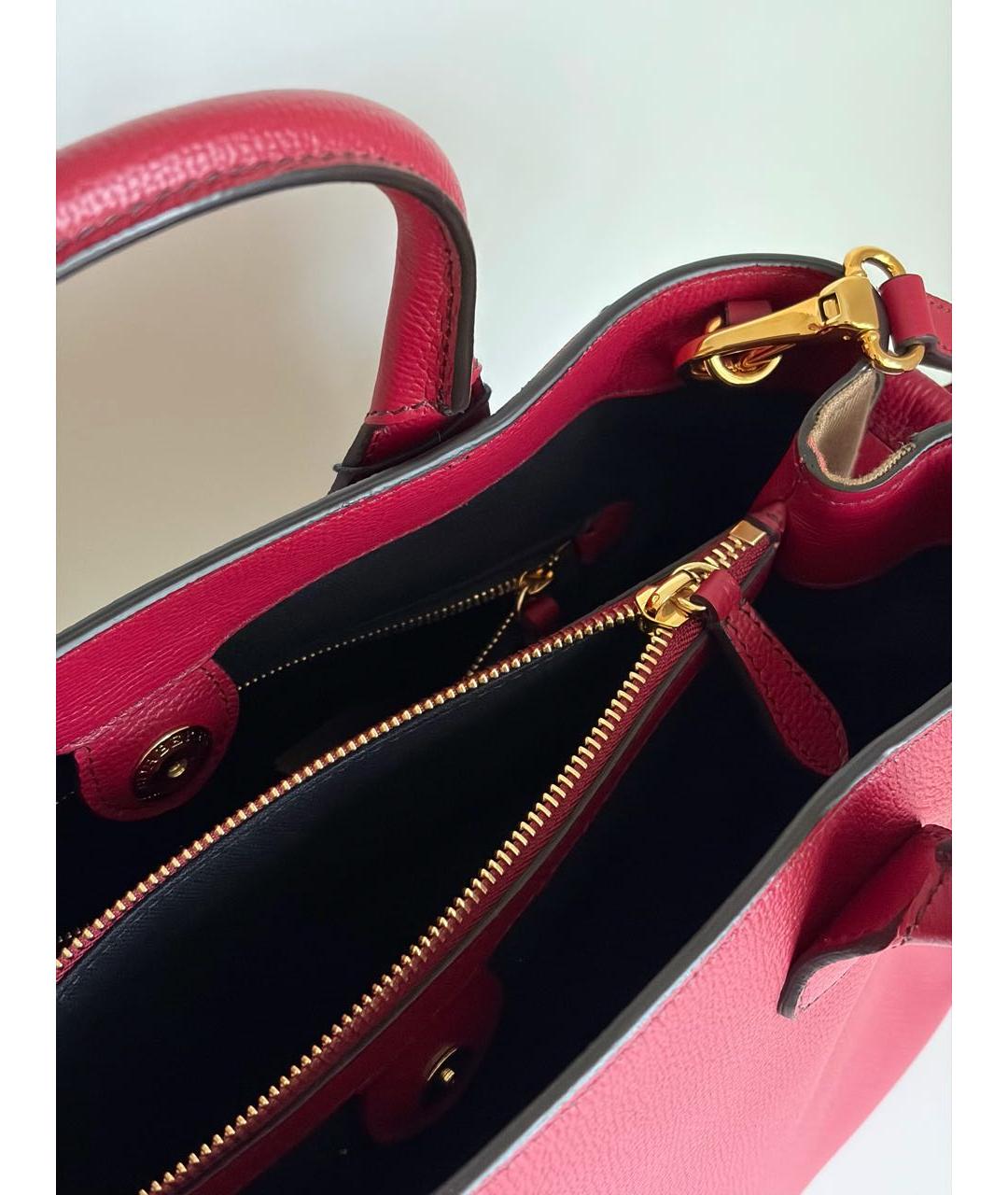 BURBERRY Бордовая кожаная сумка с короткими ручками, фото 8