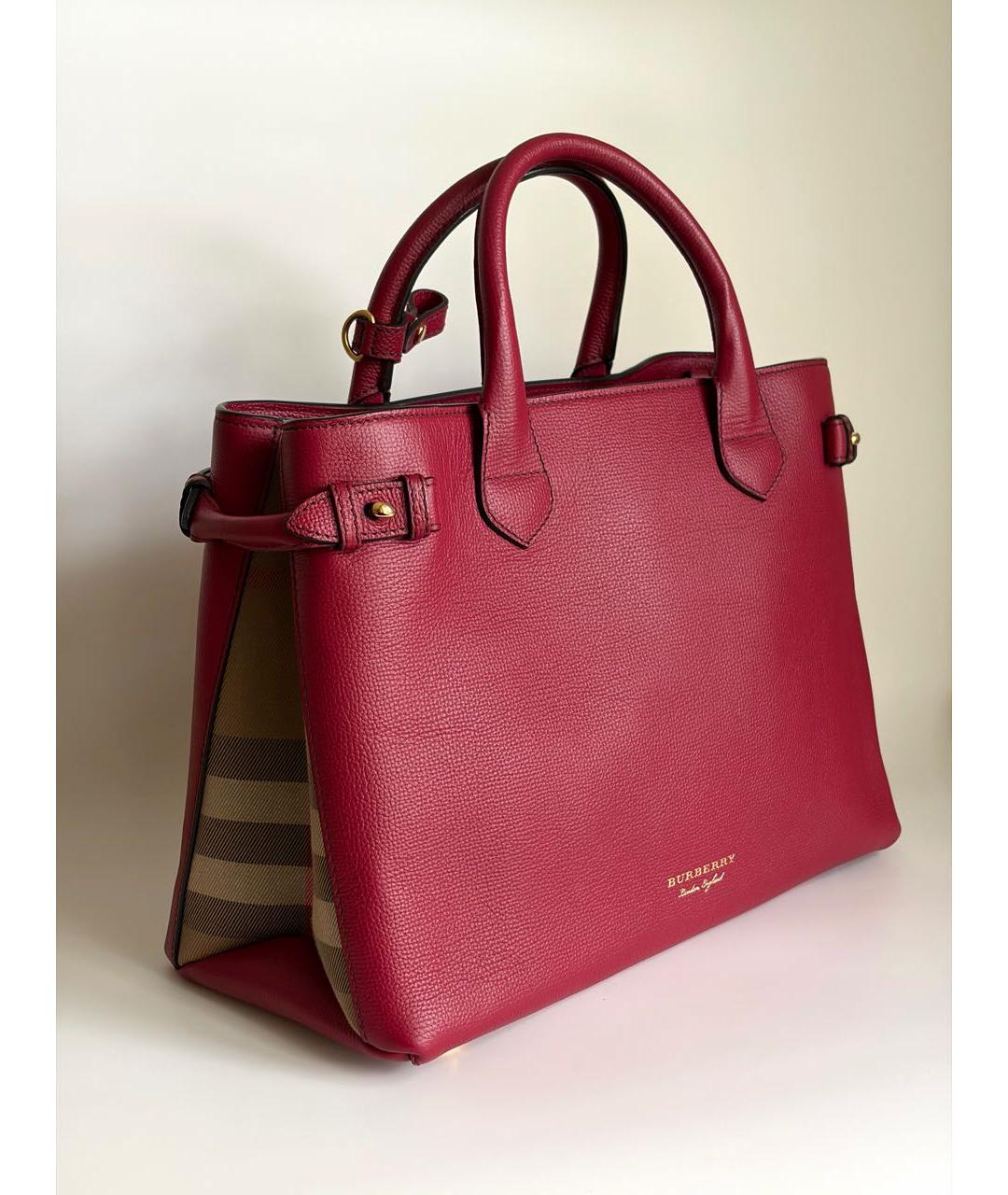 BURBERRY Бордовая кожаная сумка с короткими ручками, фото 2