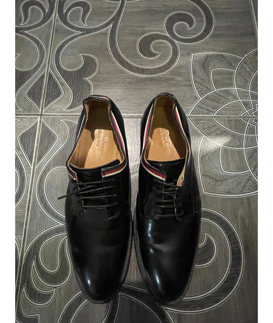 GUCCI Черные кожаные туфли, фото 3