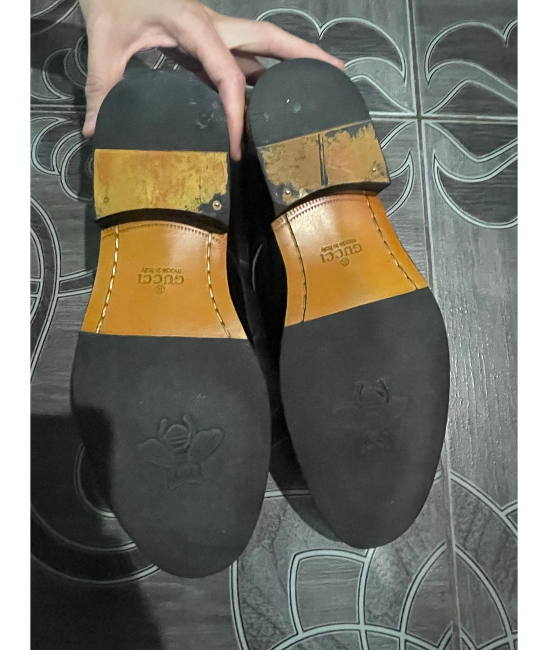 GUCCI Черные кожаные туфли, фото 5