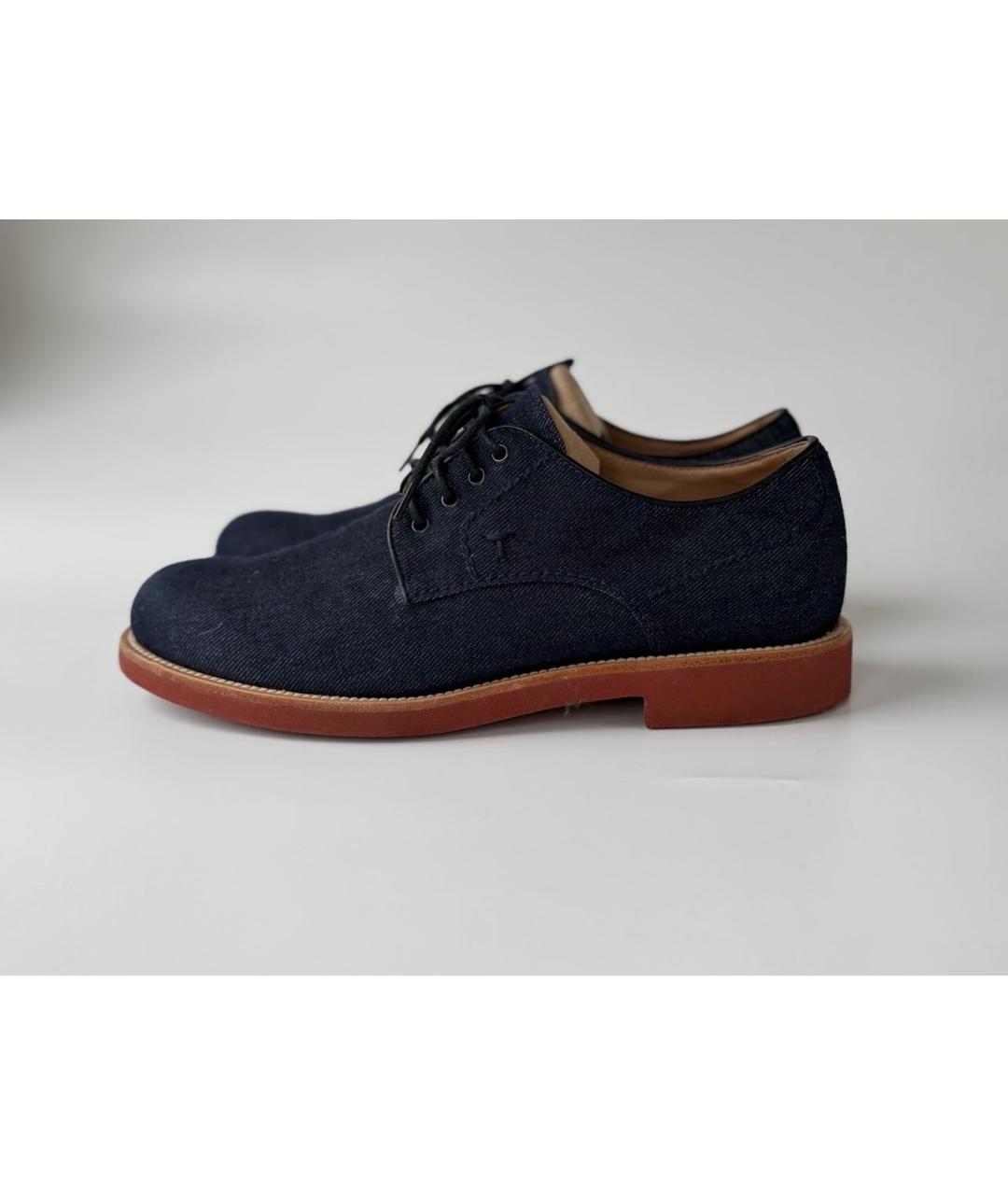 TOD'S Темно-синие текстильные низкие ботинки, фото 2