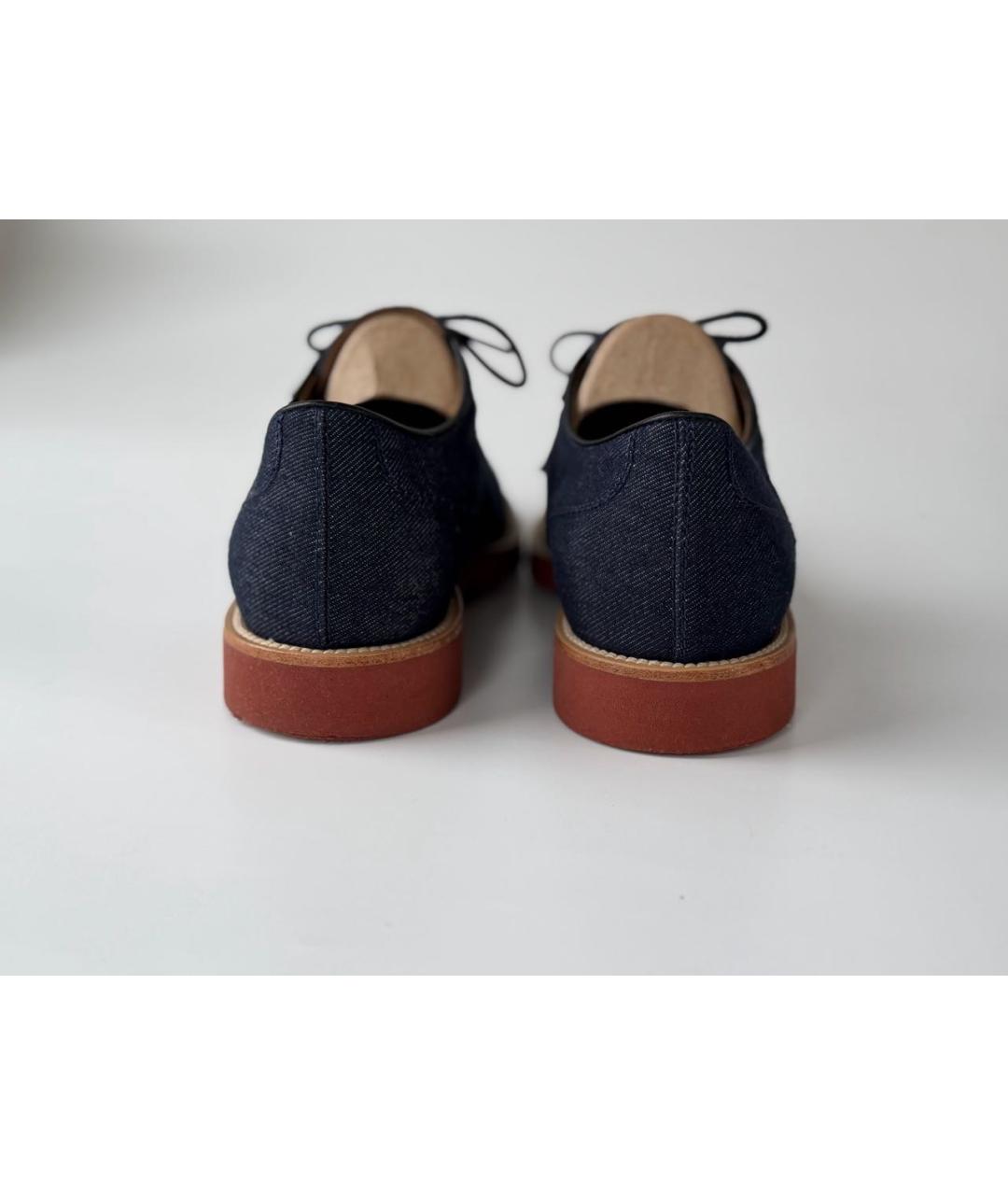 TOD'S Темно-синие текстильные низкие ботинки, фото 5