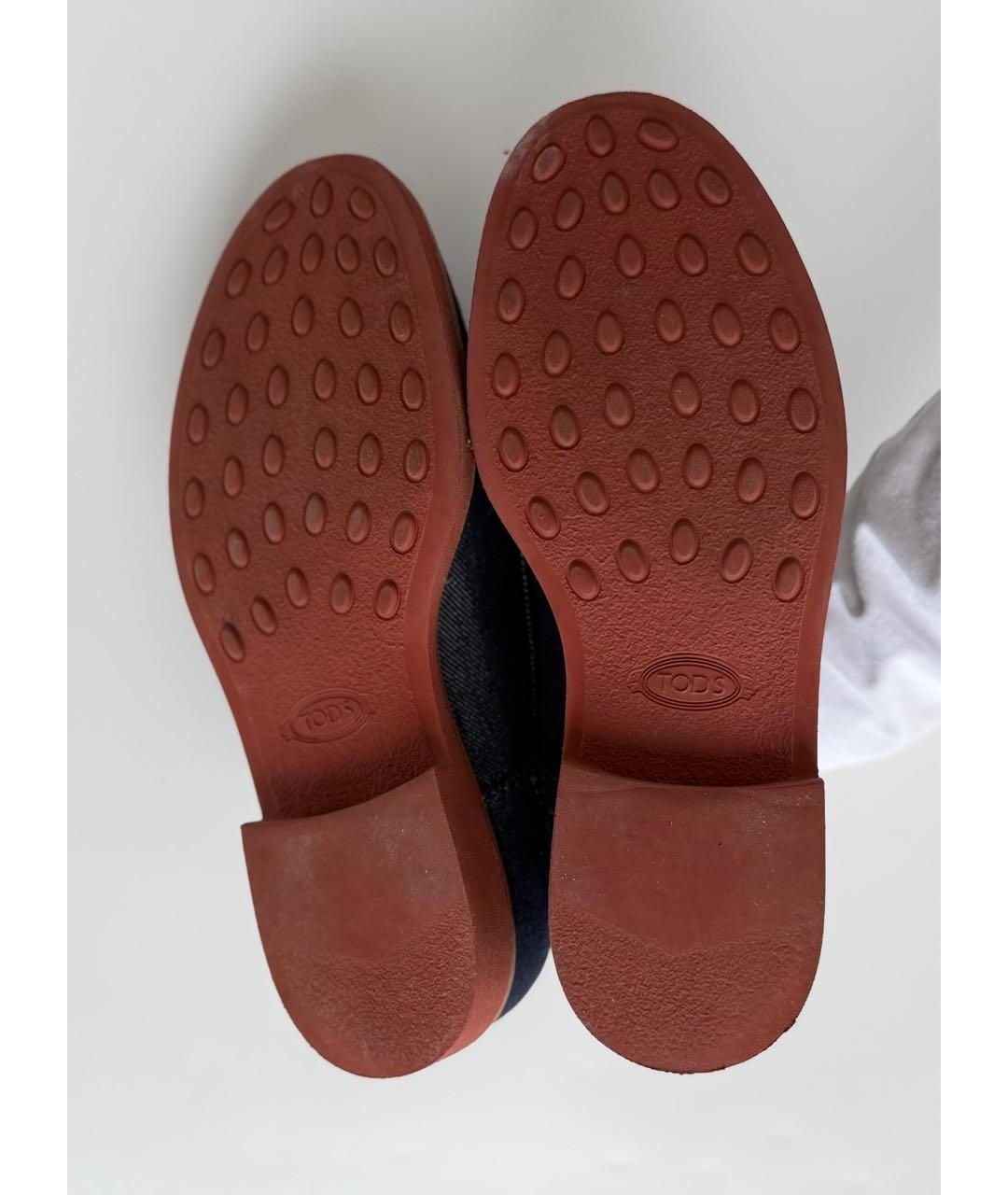 TOD'S Темно-синие текстильные низкие ботинки, фото 6