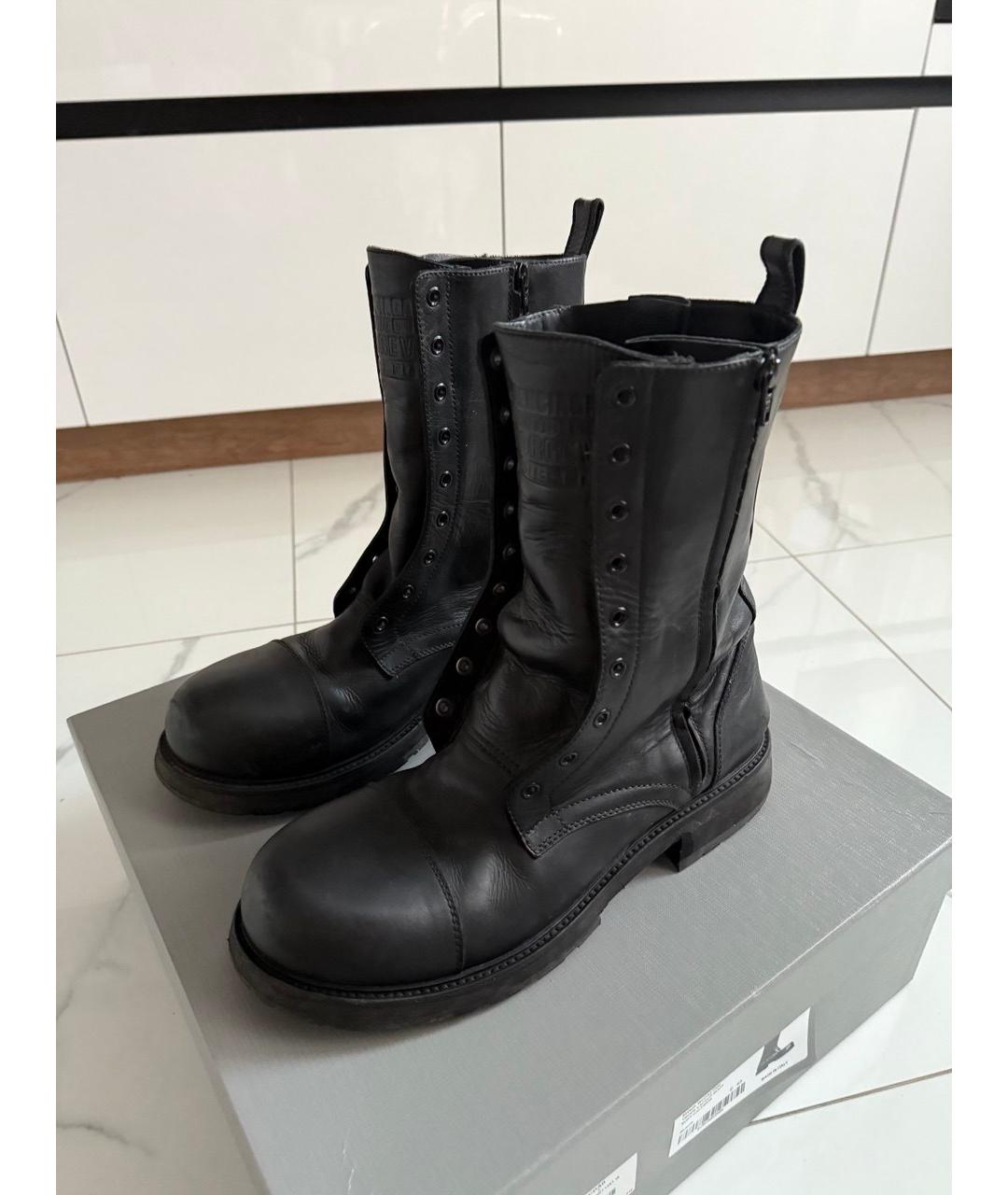BALENCIAGA Черные кожаные высокие ботинки, фото 2