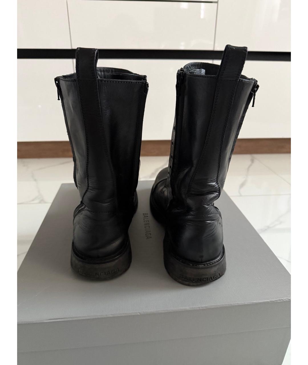 BALENCIAGA Черные кожаные высокие ботинки, фото 4