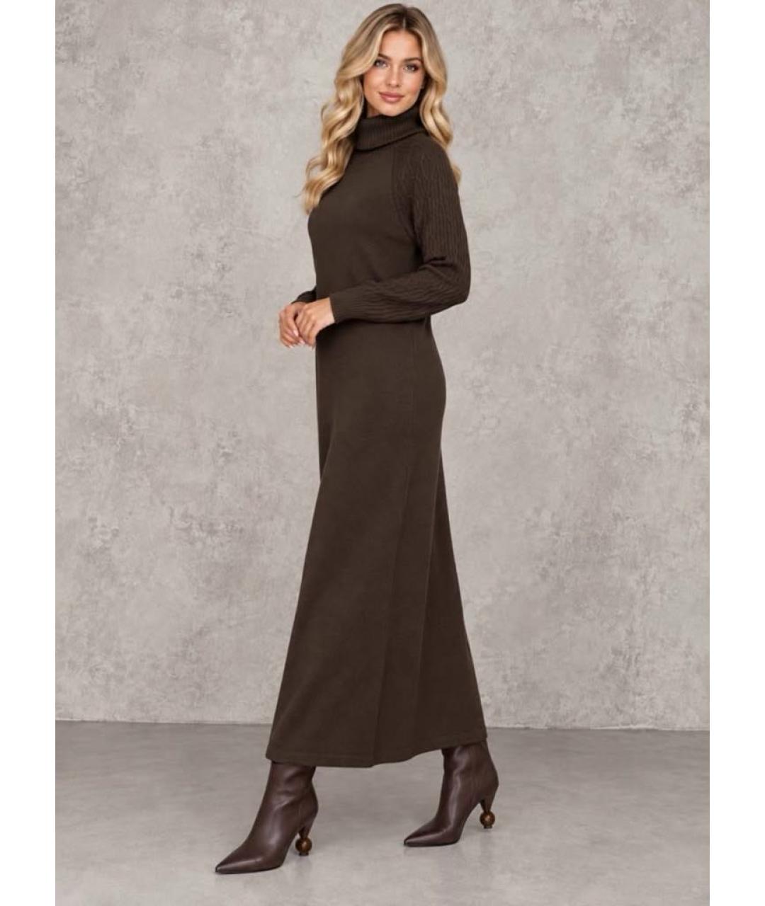 'S MAX MARA Коричневое шерстяное повседневное платье, фото 2