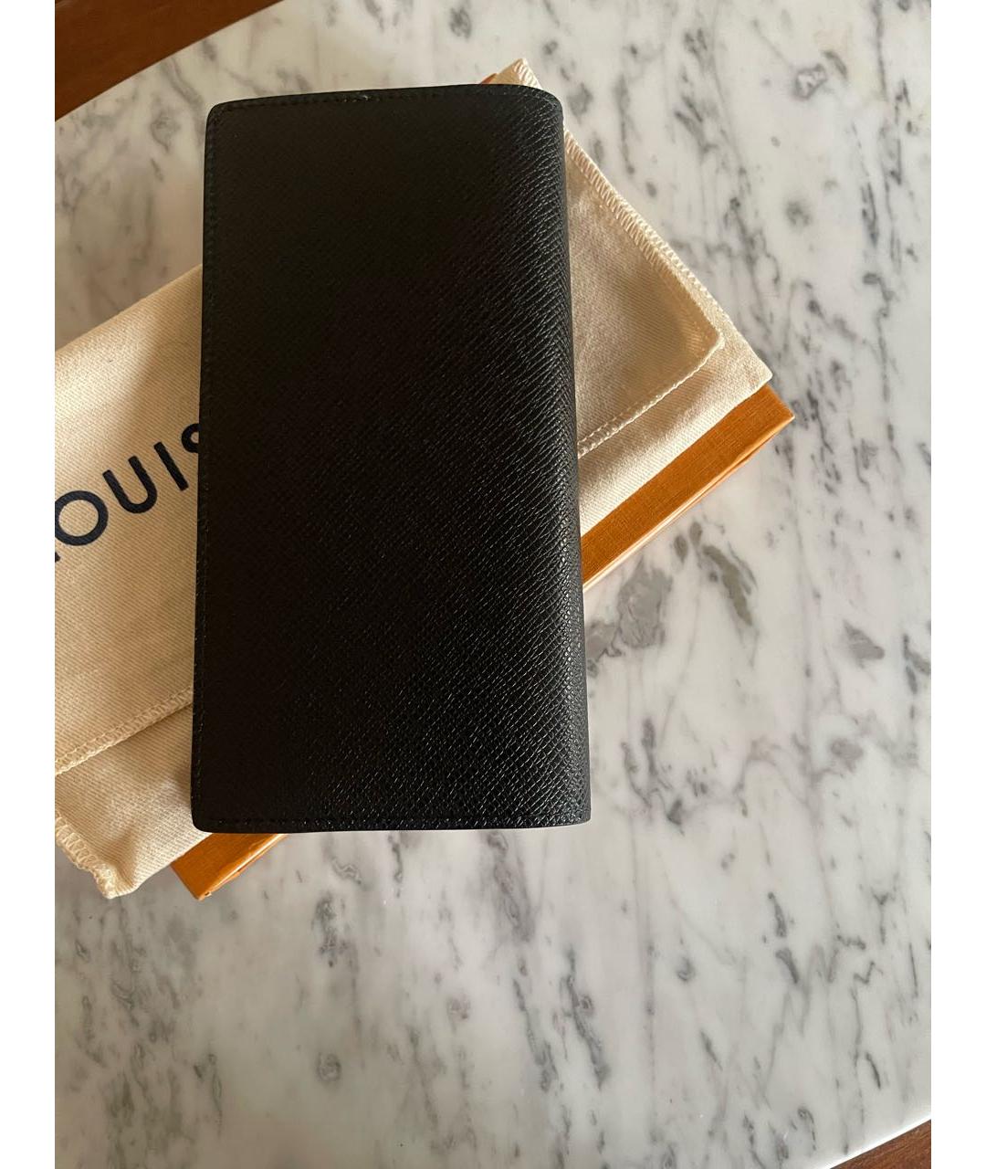 LOUIS VUITTON Черный кожаный кошелек, фото 2