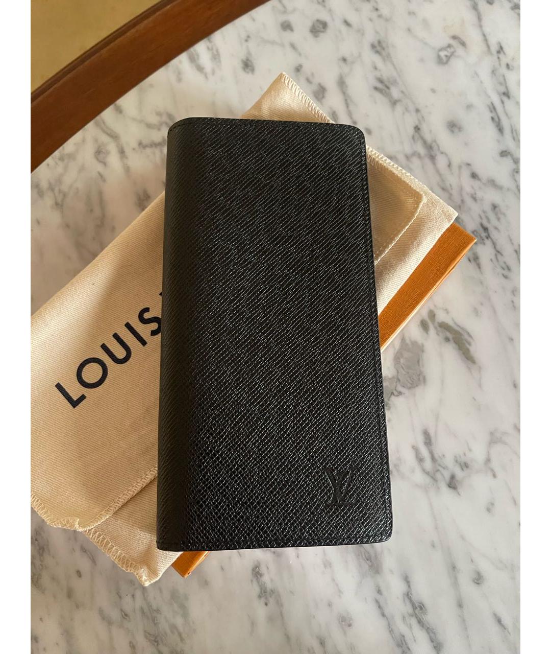 LOUIS VUITTON Черный кожаный кошелек, фото 6