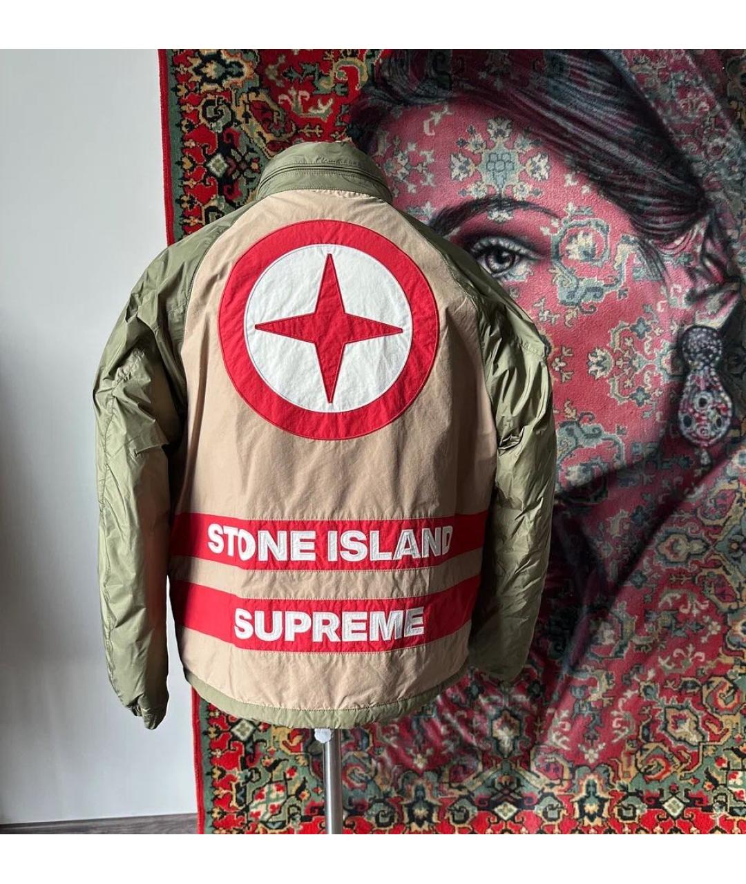 STONE ISLAND Хаки нейлоновый пуховик, фото 2