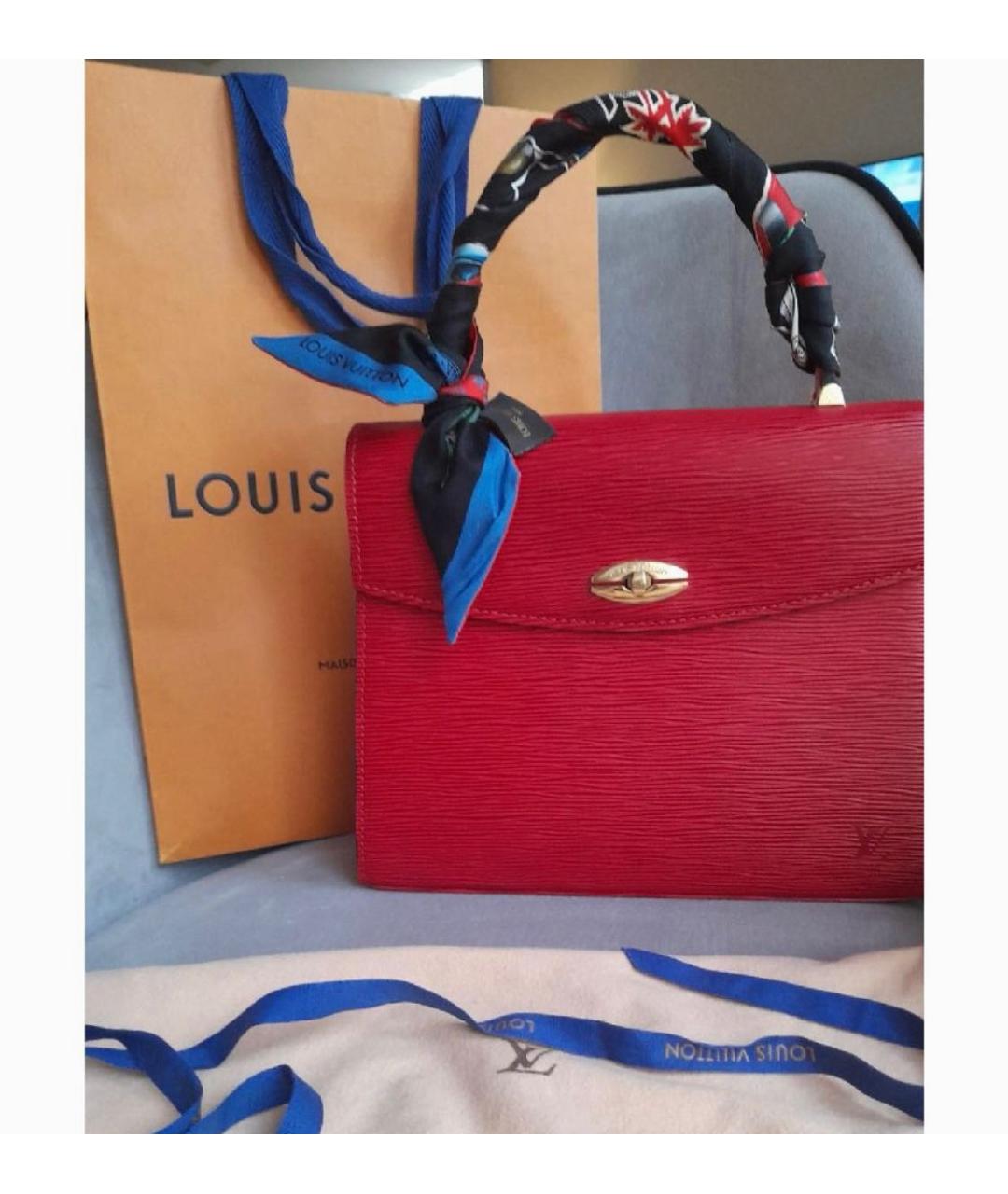LOUIS VUITTON Красная кожаная сумка с короткими ручками, фото 3