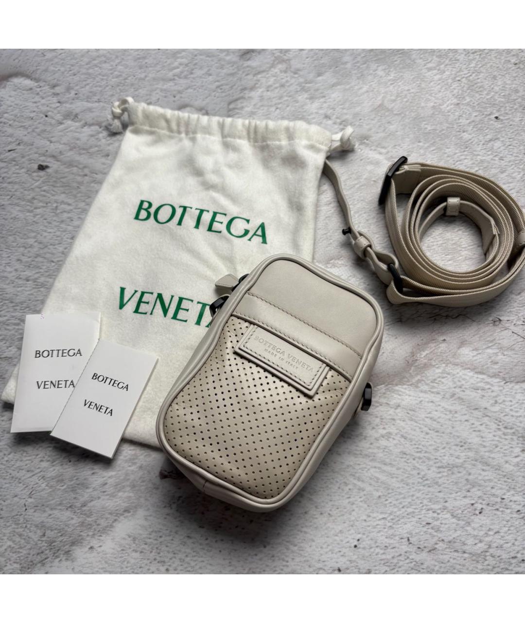 BOTTEGA VENETA Бежевая кожаная сумка через плечо, фото 9