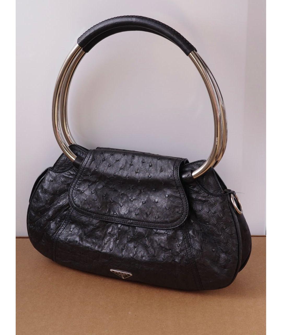 PRADA Черная сумка через плечо из экзотической кожи, фото 2