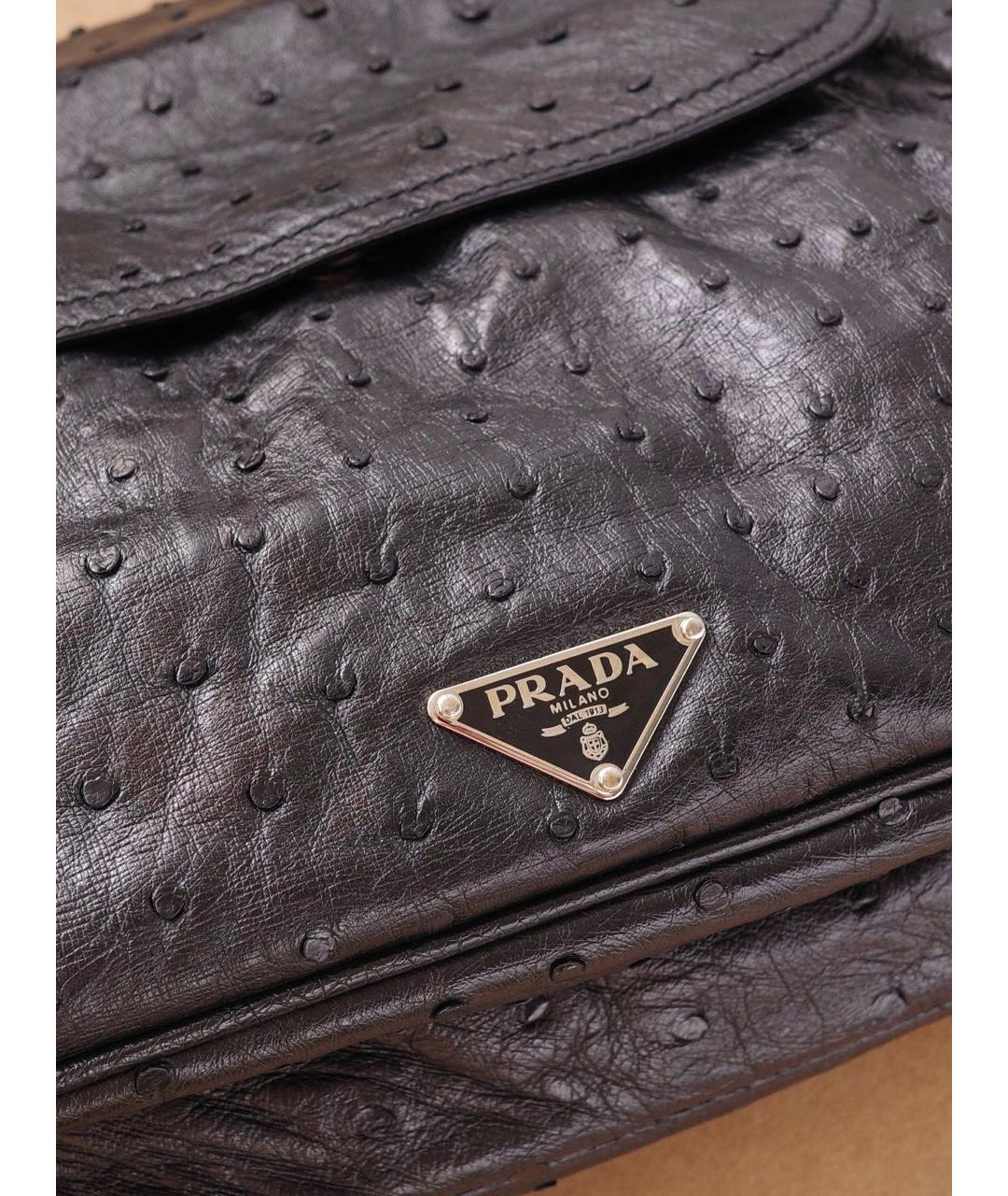 PRADA Черная сумка через плечо из экзотической кожи, фото 5