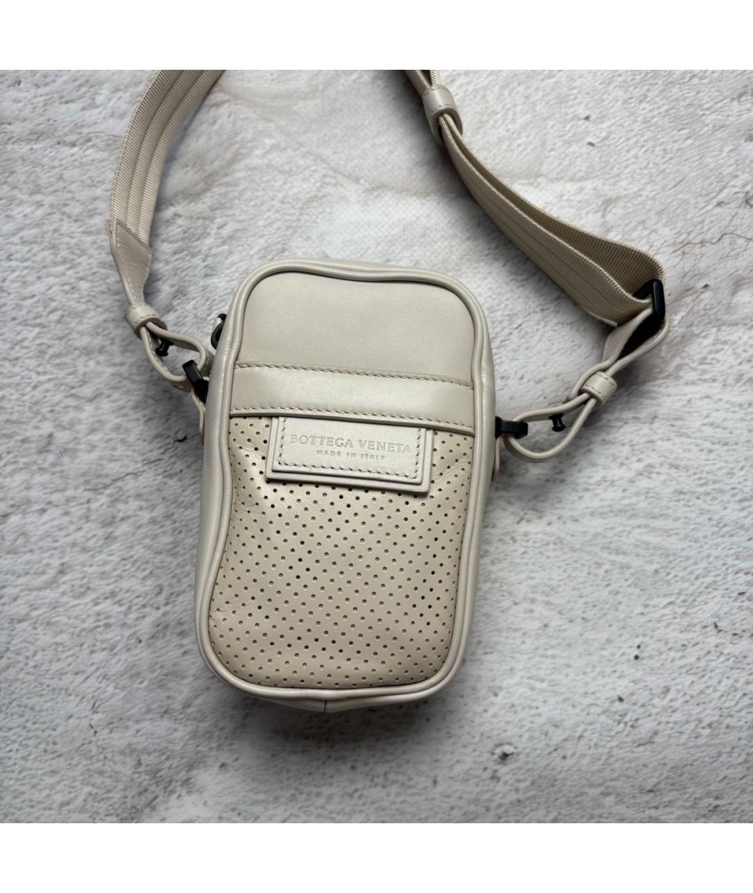 BOTTEGA VENETA Бежевая кожаная сумка на плечо, фото 2