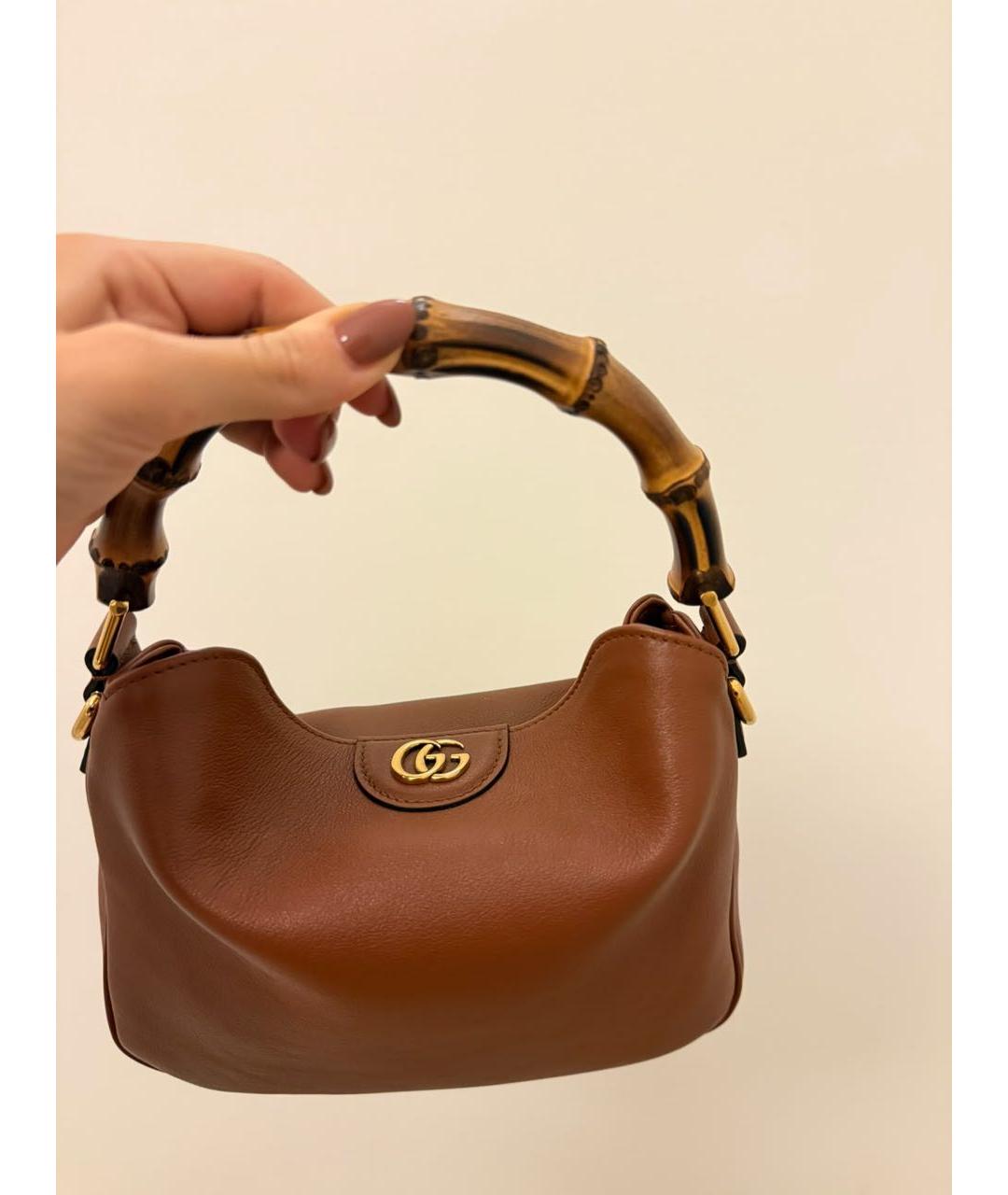GUCCI Коричневая кожаная сумка через плечо, фото 3