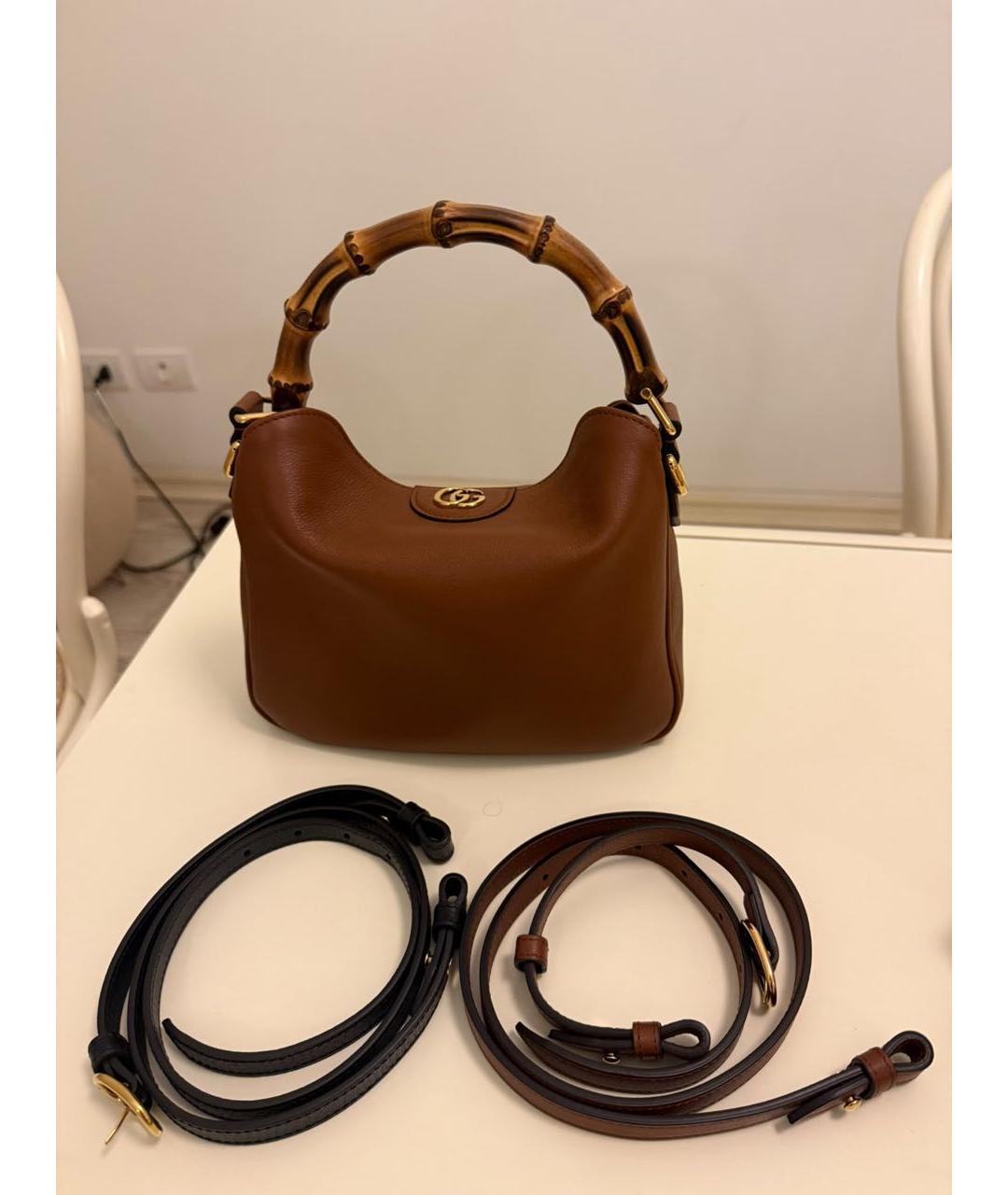 GUCCI Коричневая кожаная сумка через плечо, фото 2