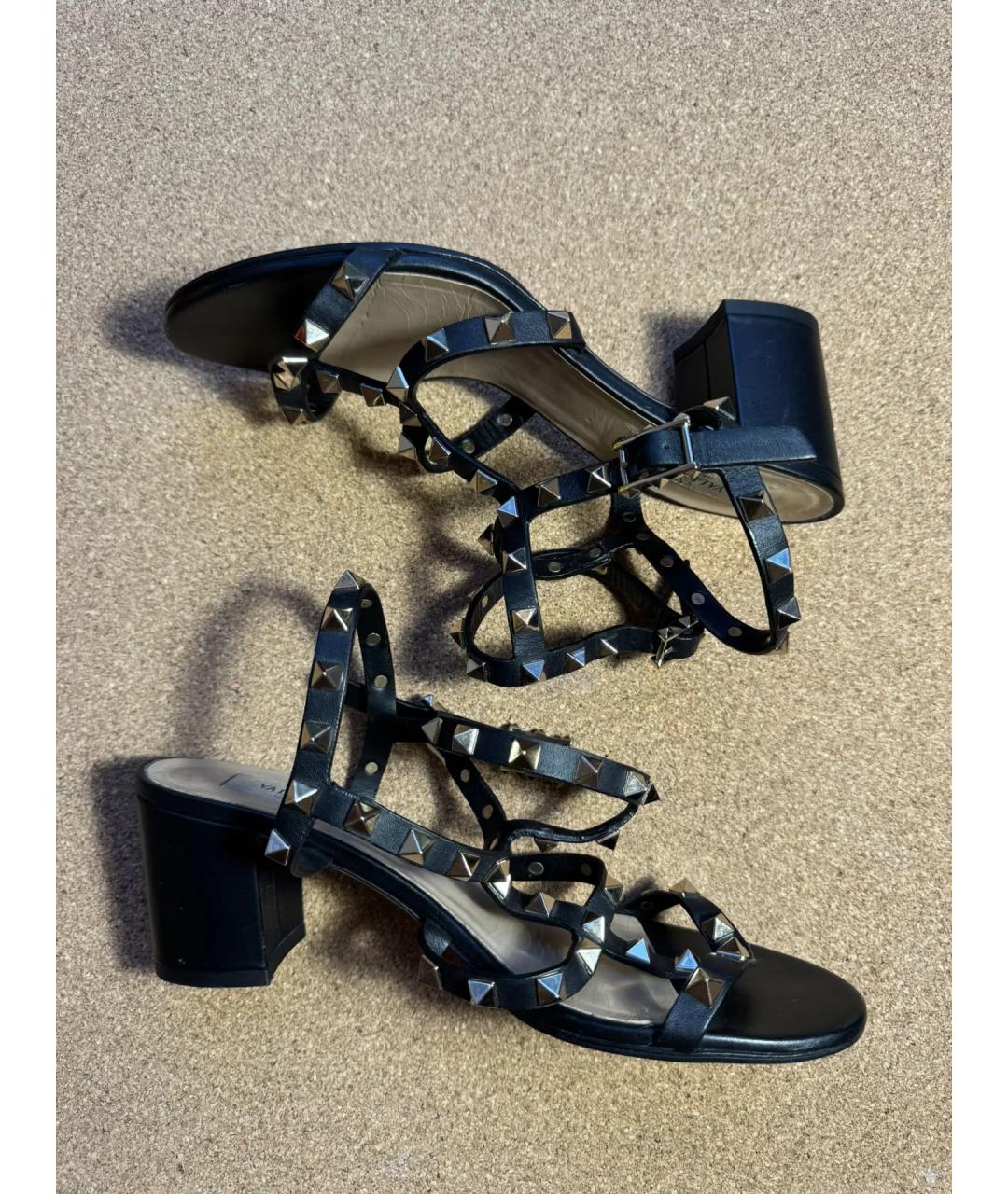 VALENTINO Черные кожаные босоножки, фото 6