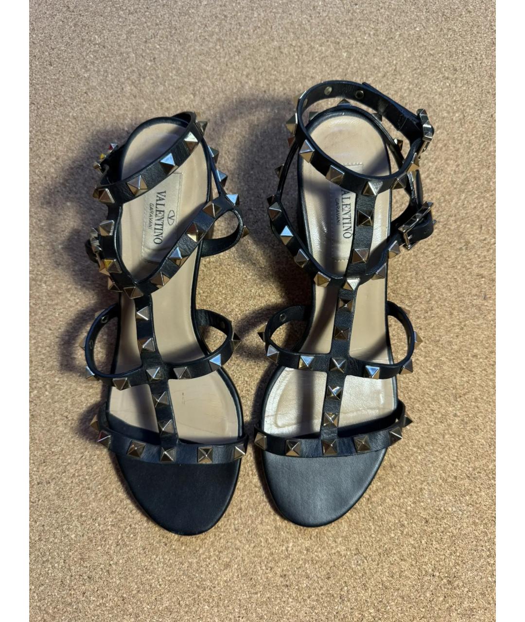 VALENTINO Черные кожаные босоножки, фото 2