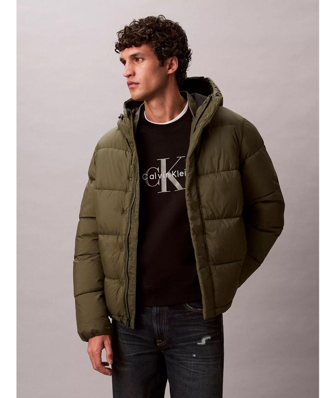 CALVIN KLEIN Хаки пуховик, фото 4