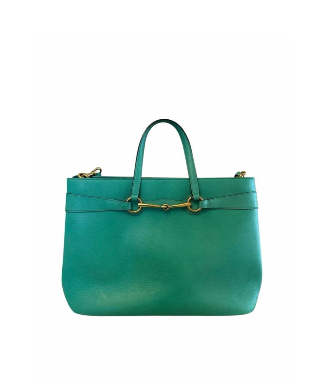 GUCCI Бирюзовая кожаная сумка тоут, фото 9