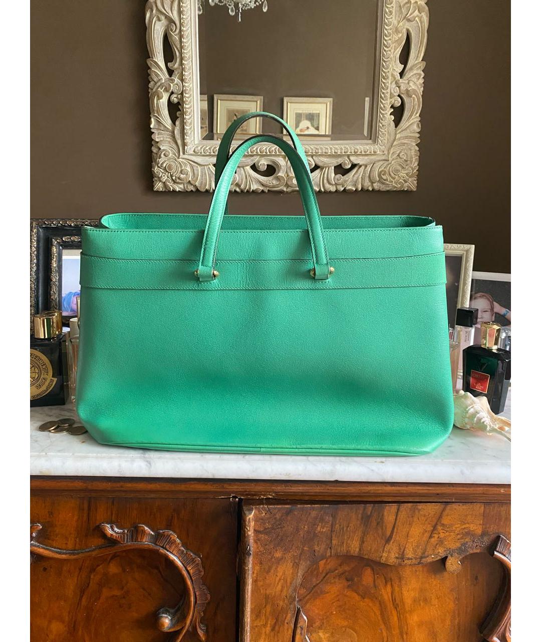 GUCCI Бирюзовая кожаная сумка тоут, фото 3