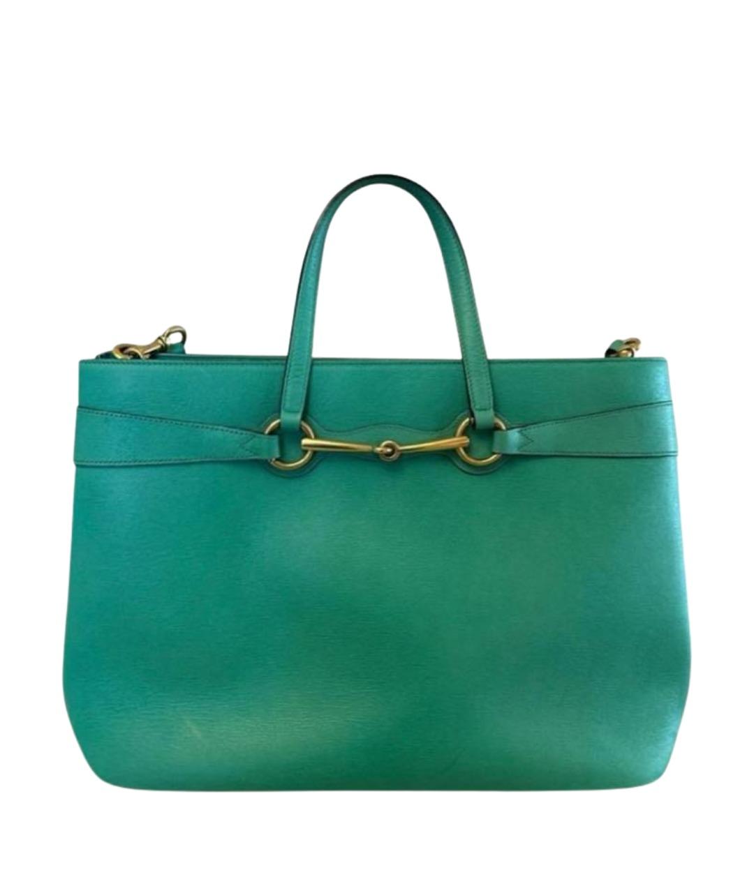GUCCI Бирюзовая кожаная сумка тоут, фото 1