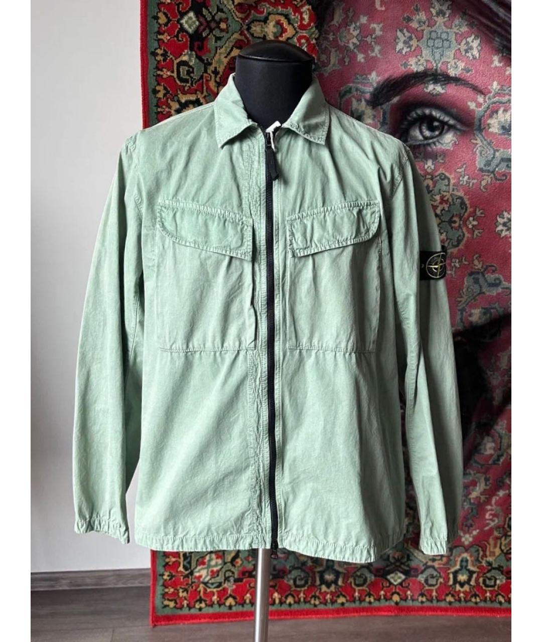 STONE ISLAND Зеленая хлопковая куртка, фото 9