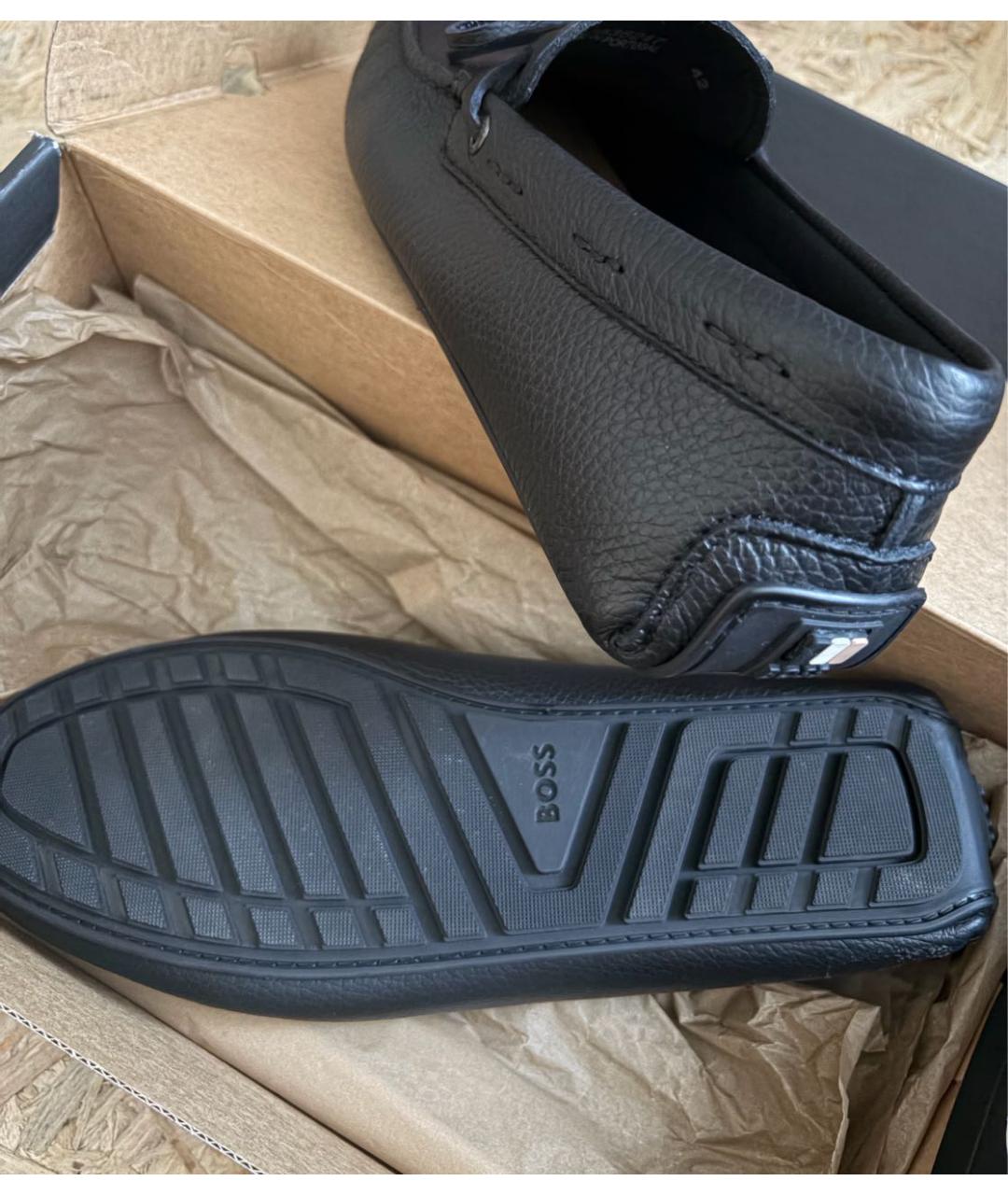 HUGO BOSS Черные кожаные мокасины, фото 6