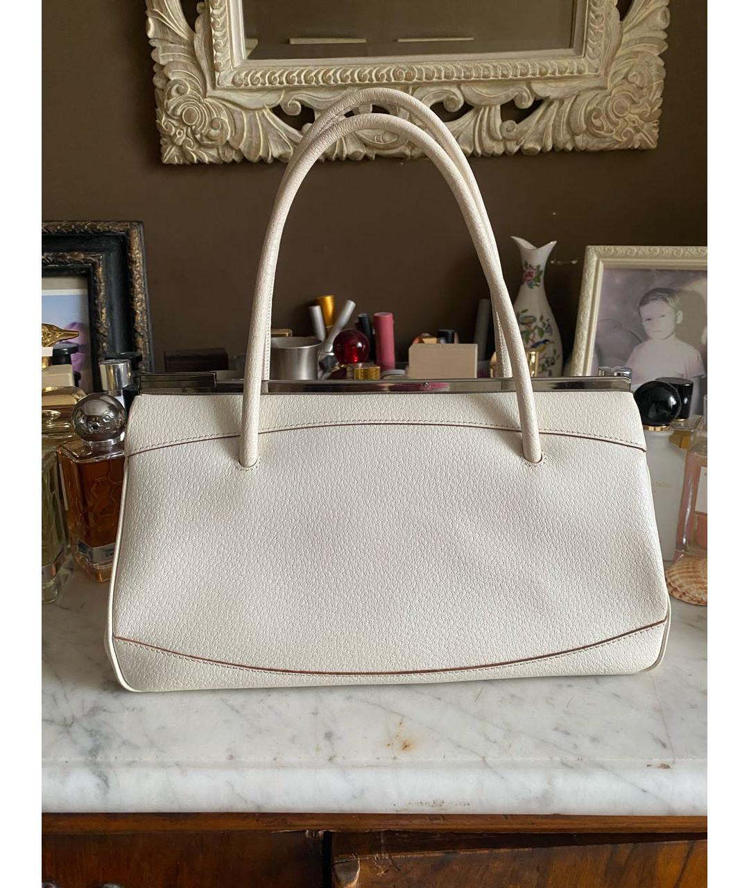 GUCCI Белая кожаная сумка с короткими ручками, фото 3