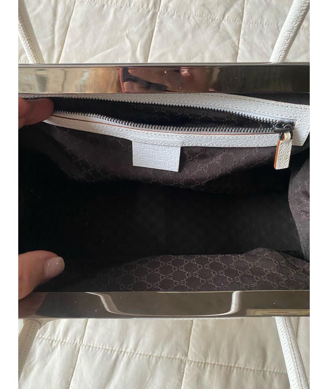 GUCCI Белая кожаная сумка с короткими ручками, фото 8