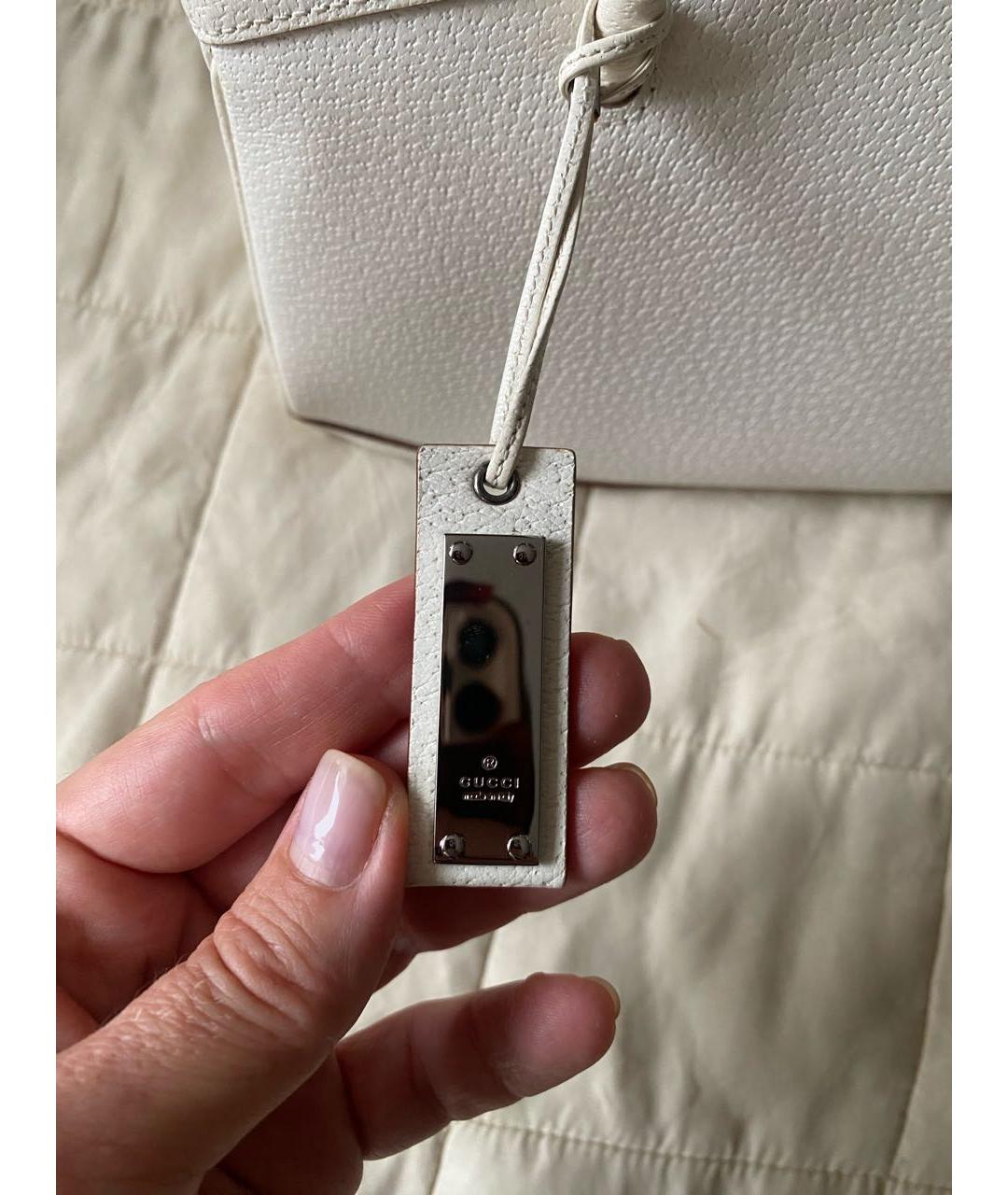 GUCCI Белая кожаная сумка с короткими ручками, фото 6
