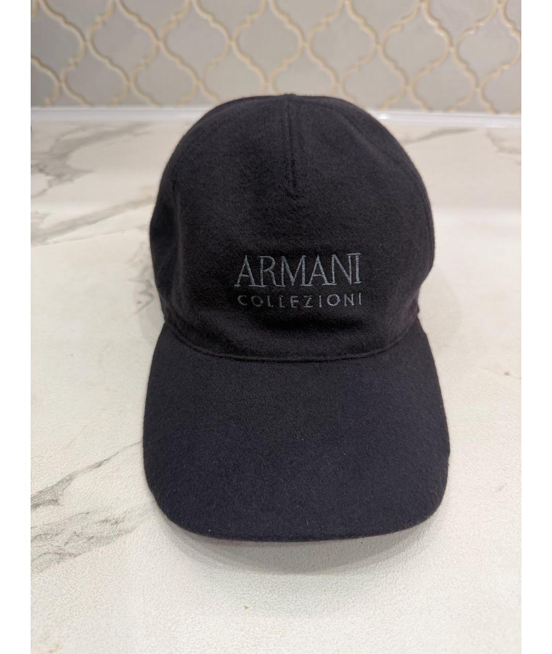 ARMANI COLLEZIONI Темно-синяя шерстяная кепка/бейсболка, фото 5