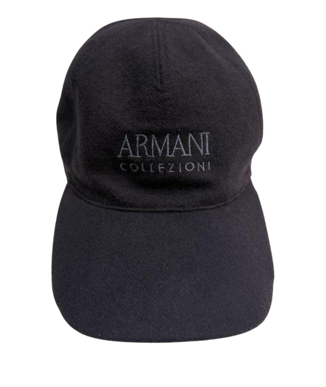 ARMANI COLLEZIONI Темно-синяя шерстяная кепка/бейсболка, фото 1