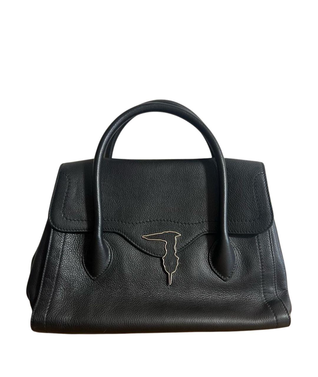 TRUSSARDI Черная кожаная сумка через плечо, фото 1