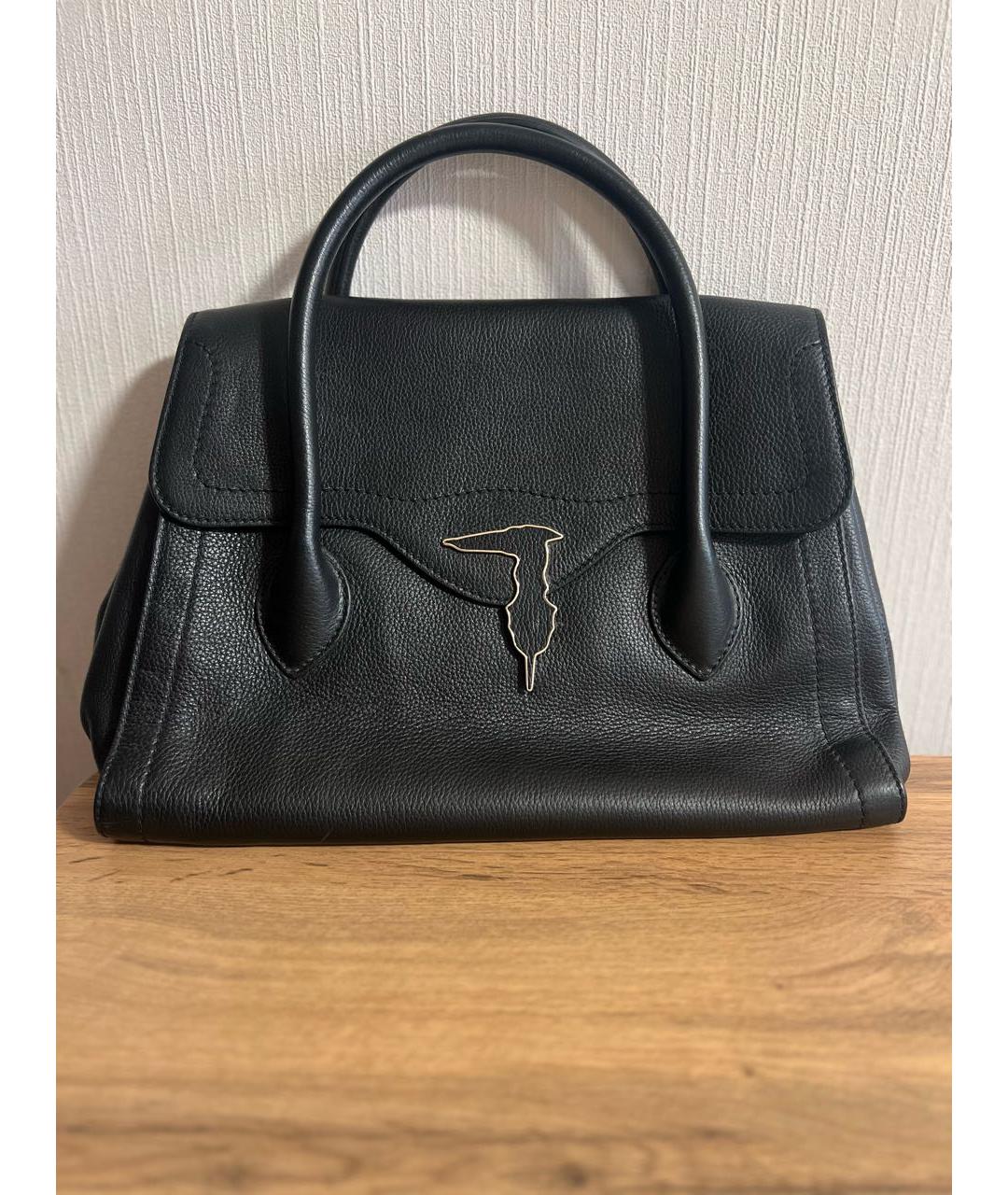 TRUSSARDI Черная кожаная сумка через плечо, фото 8