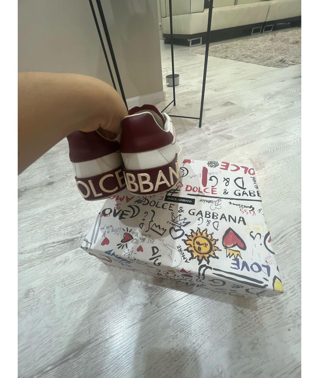 DOLCE&GABBANA Белые кожаные кеды, фото 6