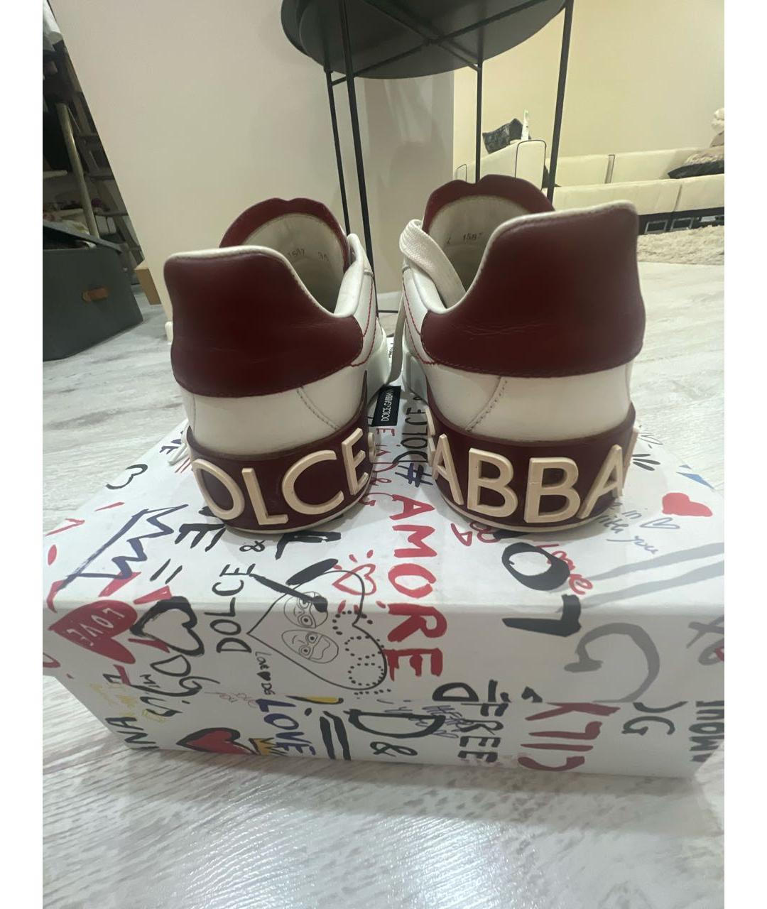 DOLCE&GABBANA Белые кожаные кеды, фото 4
