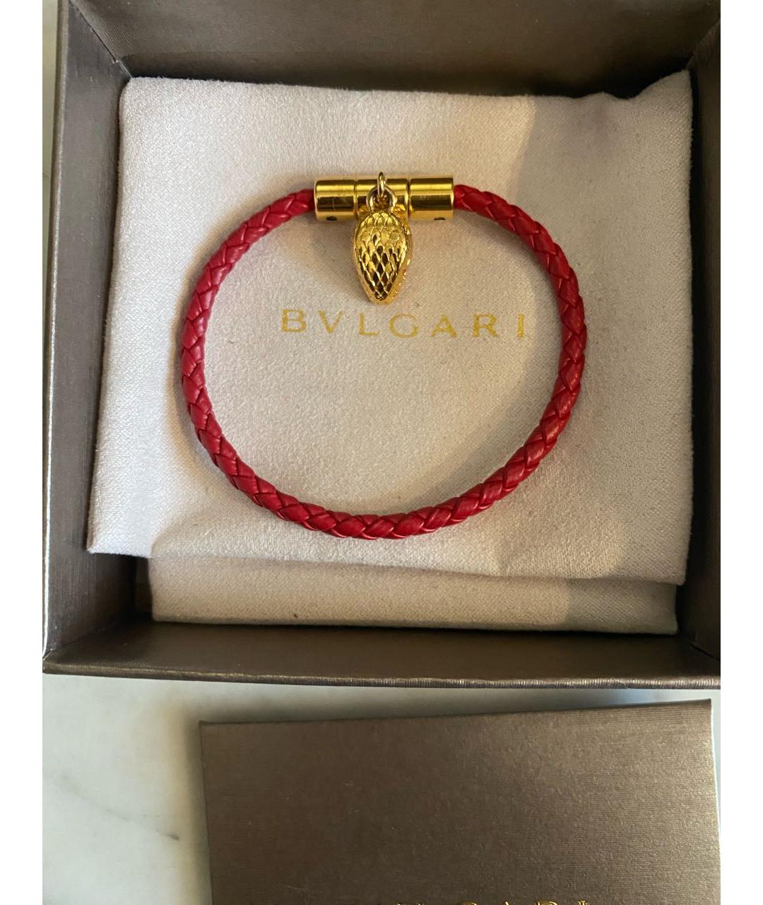 BVLGARI Красный кожаный браслет, фото 8