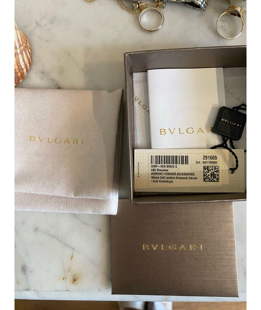 BVLGARI Красный кожаный браслет, фото 6