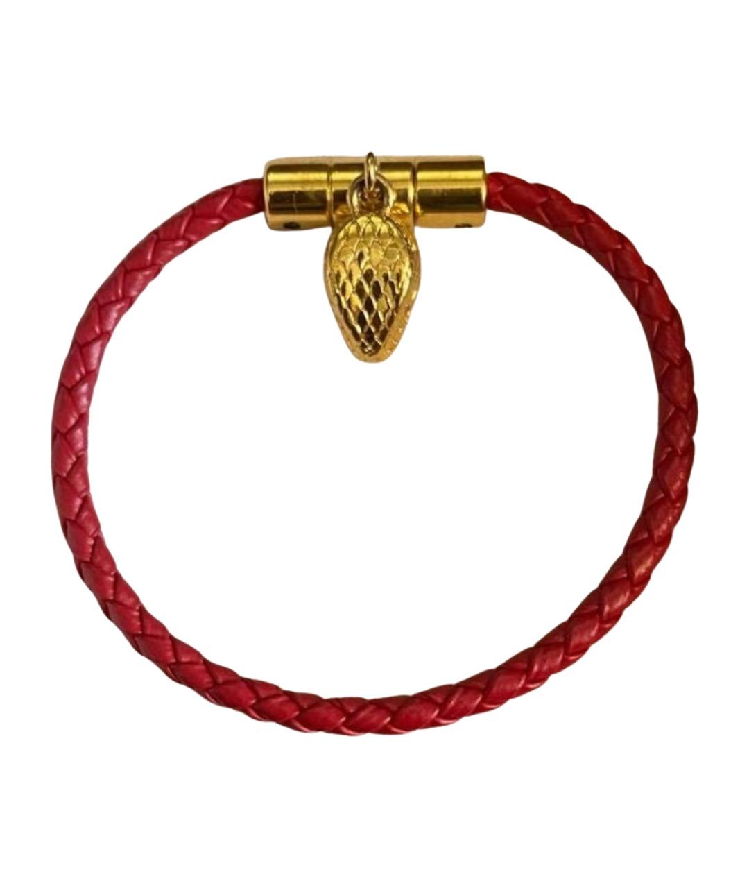 BVLGARI Красный кожаный браслет, фото 1