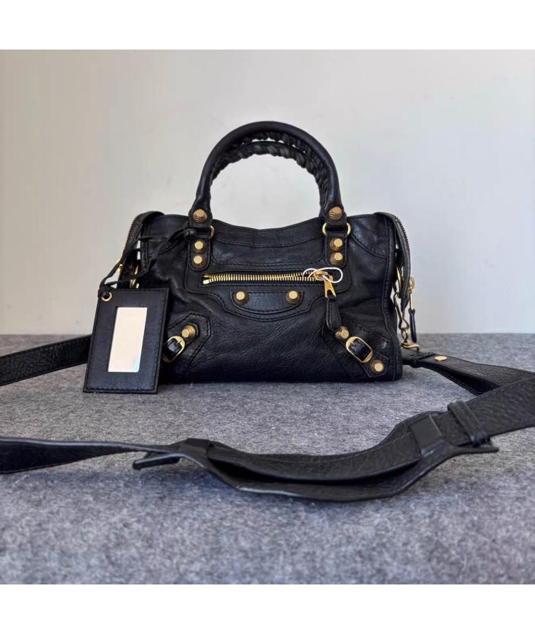 BALENCIAGA Черная кожаная сумка через плечо, фото 9