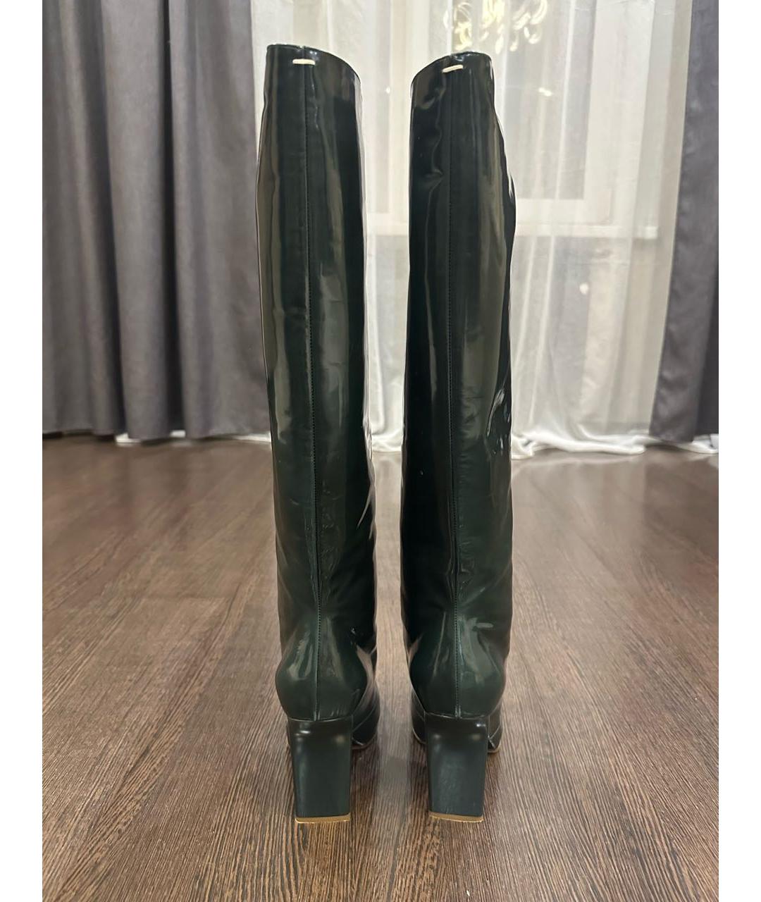 MAISON MARGIELA Зеленые кожаные сапоги, фото 3